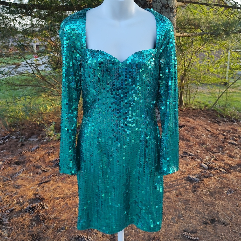 Stunning Teal Sequin Mini Dress